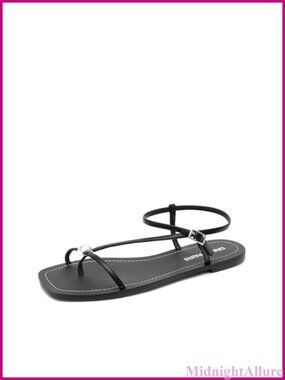 Women's Square Toe Strappy Flat Sandals Ankle Strap Lightweight